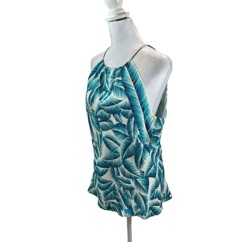 Annβ Taylor Leaf Print SilkβSleeveless Top with Tie Back Size 10